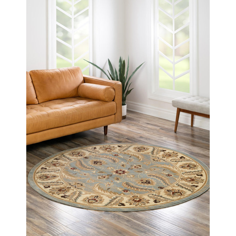 Tapis oriental jaune / bleu Niles, Rond 7 pi 10 po