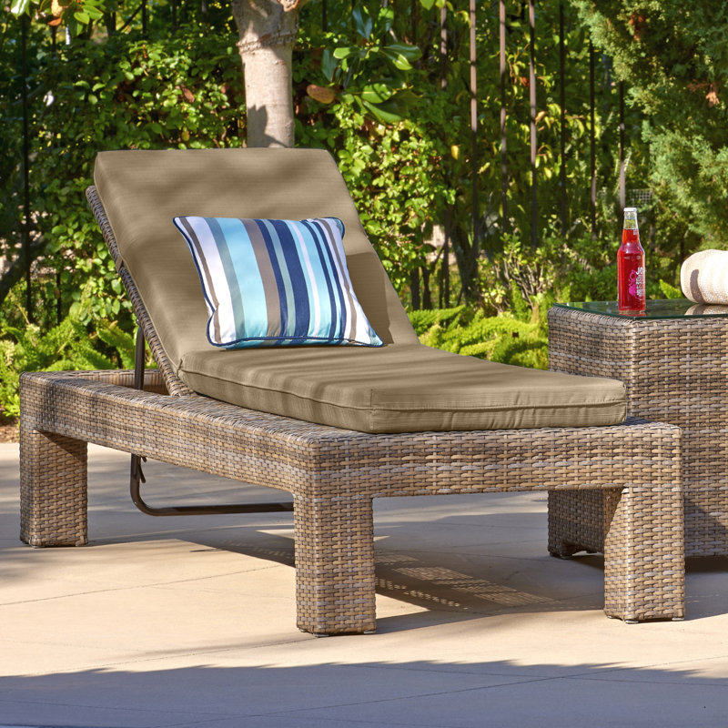 Amala Sunbrella® Outdoor Chaise Lounge Cushion, 22" x 24"/24.5" x 52.5", Spectrum Mushroom Sunbrella® Plainweave