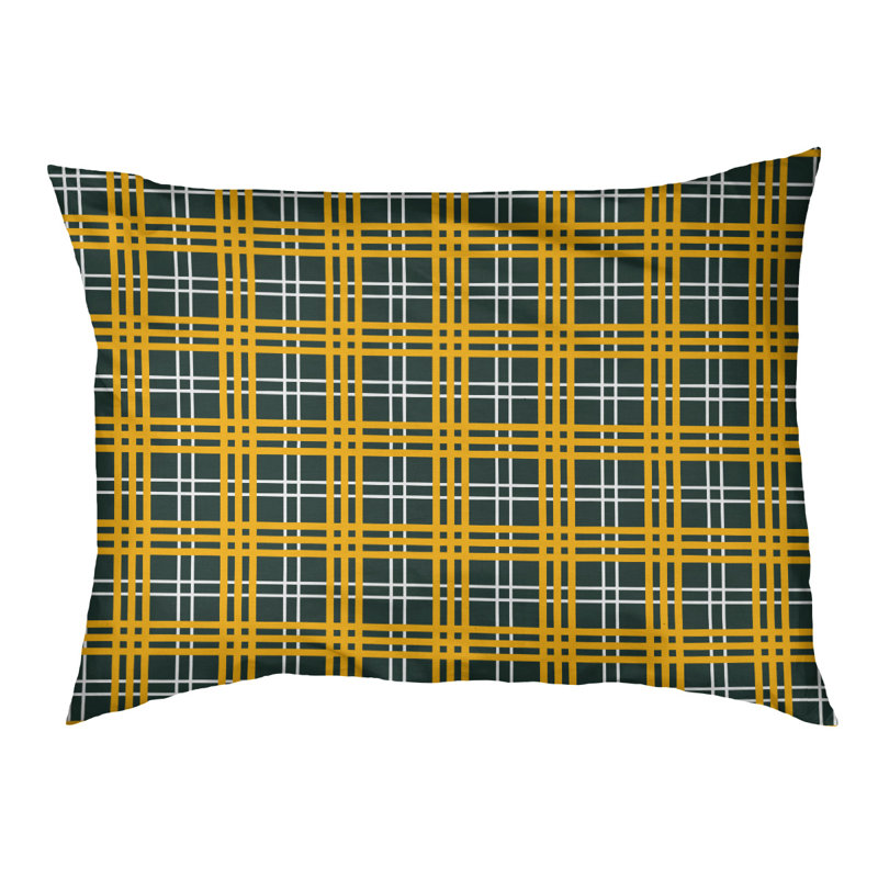 Coussin d’extérieur de luxe Chicago football, Petit (l 28 po x p 18 po x p 4 po), Vert foncé / or / blanc