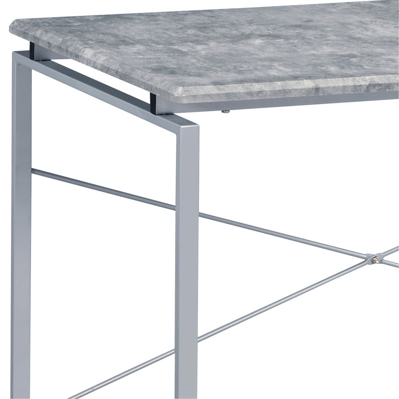 Bureau d'écriture avec base en métal, Gris/argent