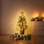 Arbre de Noël artificiel illuminé 4 pi / 5 pi dans un pot à fleurs en forme d'urne - Arbre de Noël artificiel en pot avec pommes de pin, baies rouges et 8 lumières DEL pour l'entrée-2099728674-2099728676