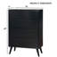 Commode Mid-Century moderne noire à 4 tiroirs avec poignées encastrées et fuselées
