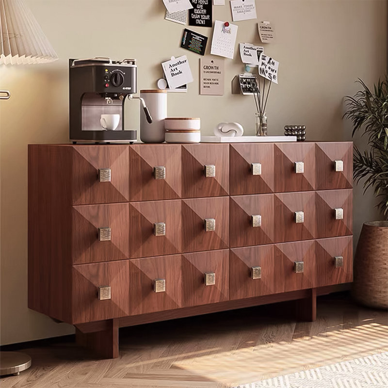 59.06"Simple Retro Brown Solid Wood Six-Drawer Chest