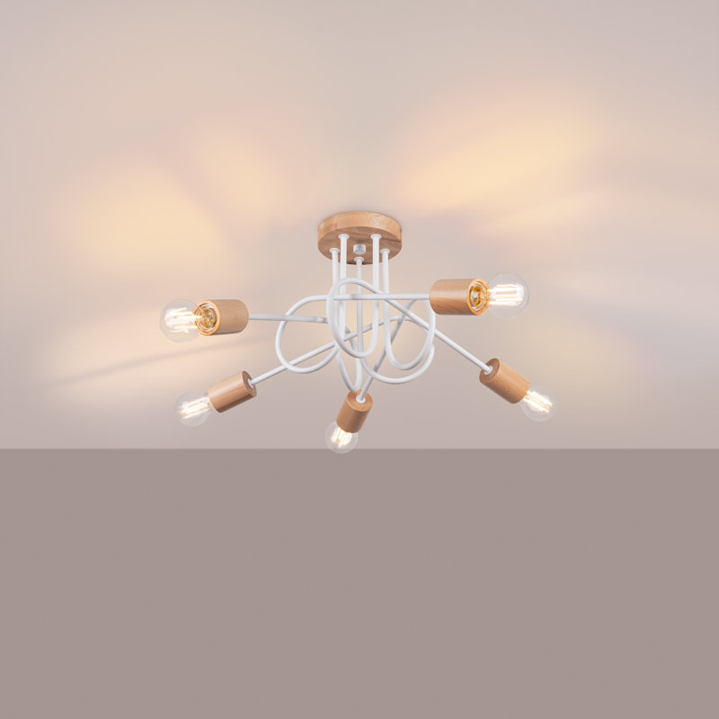 Chandelier, 26cm H x 61cm W x 15cm D, White, 5 Lights