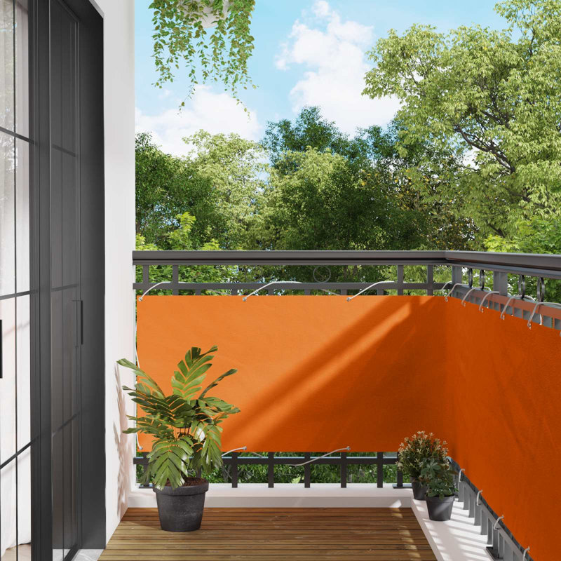 Vidaxl Balcony Screen Outdoor Privacy Screen Fence Patio Screen Oxford Fabric, Orange, 75cm H x 200cm W