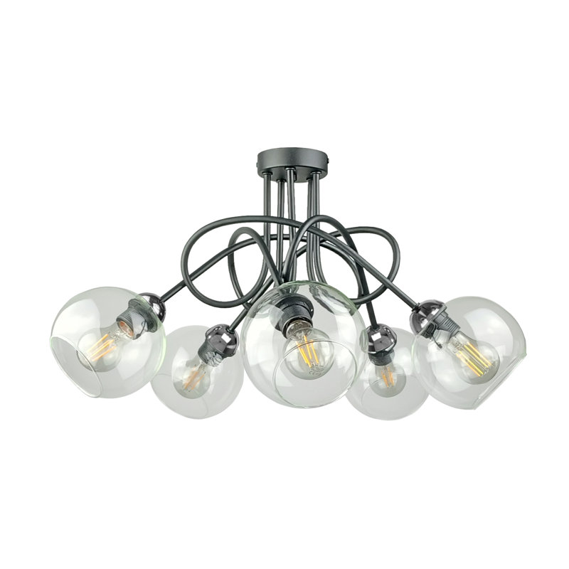 Aliki Glass Semi Flush Mount, Black/Silver