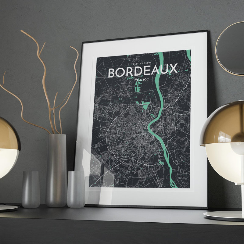 Bordeaux City Map in Dream 1 Piece Wall Art, 27.6cm H x 19.7cm W x 0.05cm D