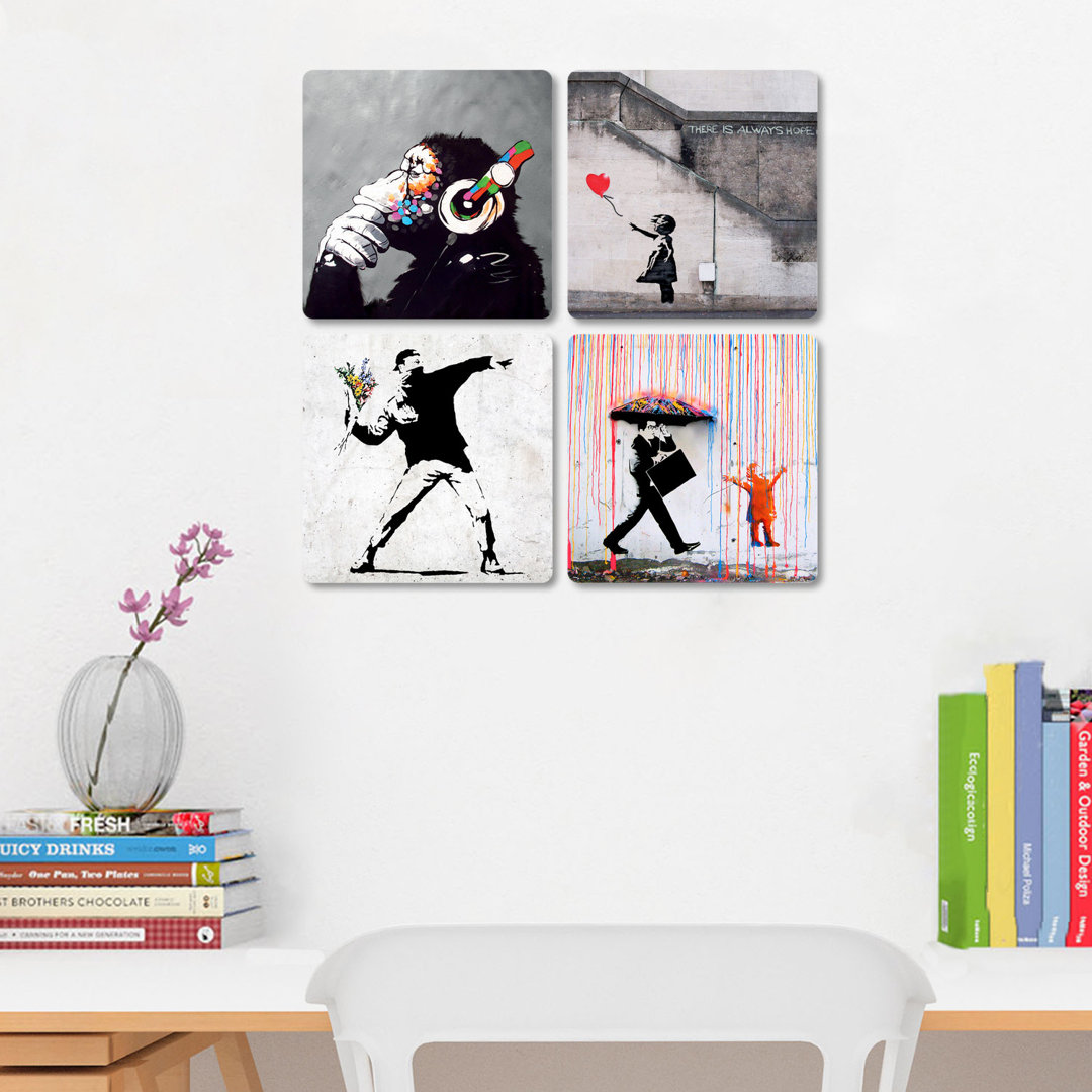 4-tlg. MDF-Bilder-Set Collection 5 von Banksy