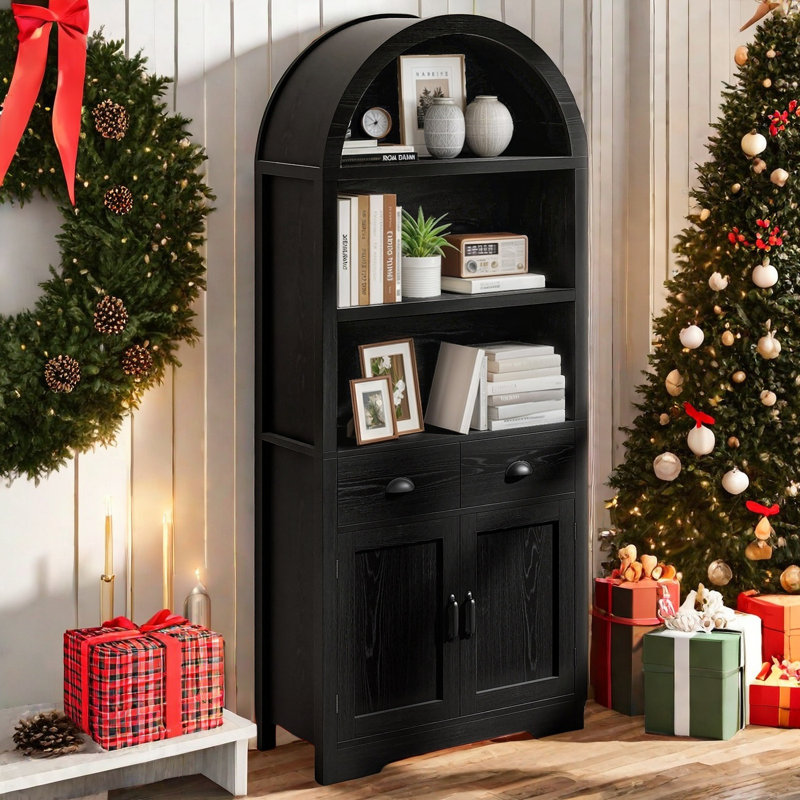 71'' Tall Arched Storage Bookcase