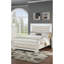 Lit avec ensemble de chambre à coucher 3 pièces à chevet en similicuir ivoire capitonné avec garniture de miroir 3 pièces-250317388