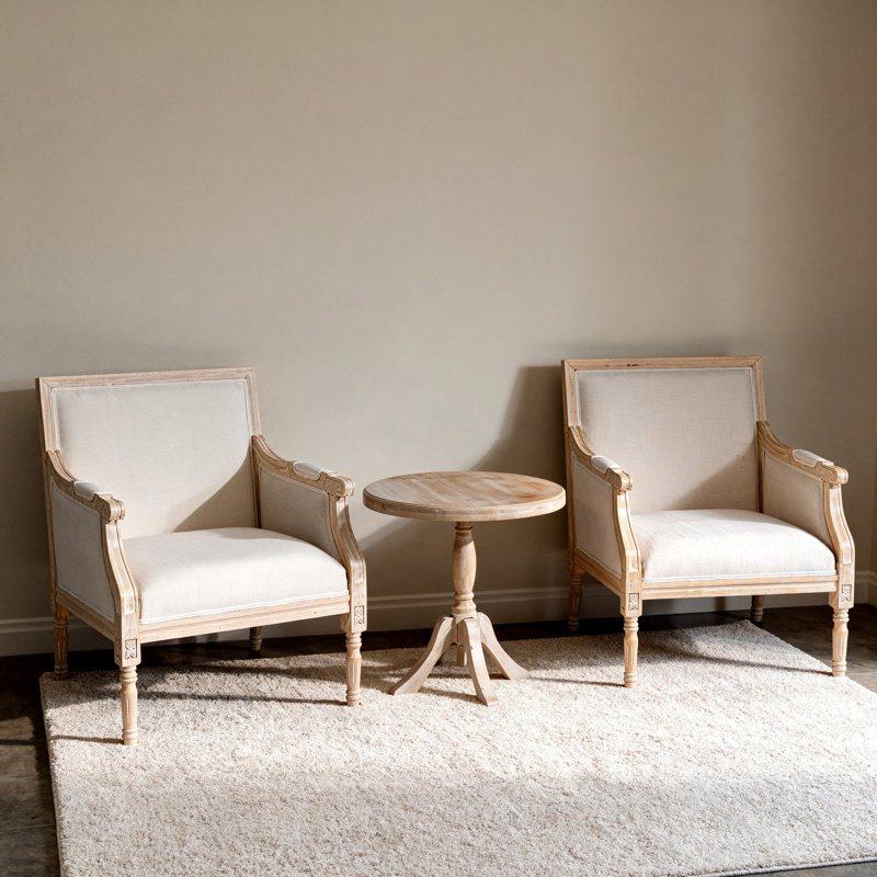 Fauteuil d'appoint français à structure traditionnelle en bois et tissu d'ameublement à finition patinée, simple