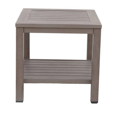 Rust - Multi Color Aluminum Side Table With Shelf, Square Shape, 23 Inches Wide, Deep, 21.5 High, 19 Lb, Good For Patio Lunches And Entertaining End , Color, 23.16 In Depth, Width, 22.02 Height,