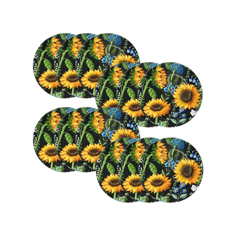 Set of 12 Multicolor Plastic Charger Plates, 13 inches