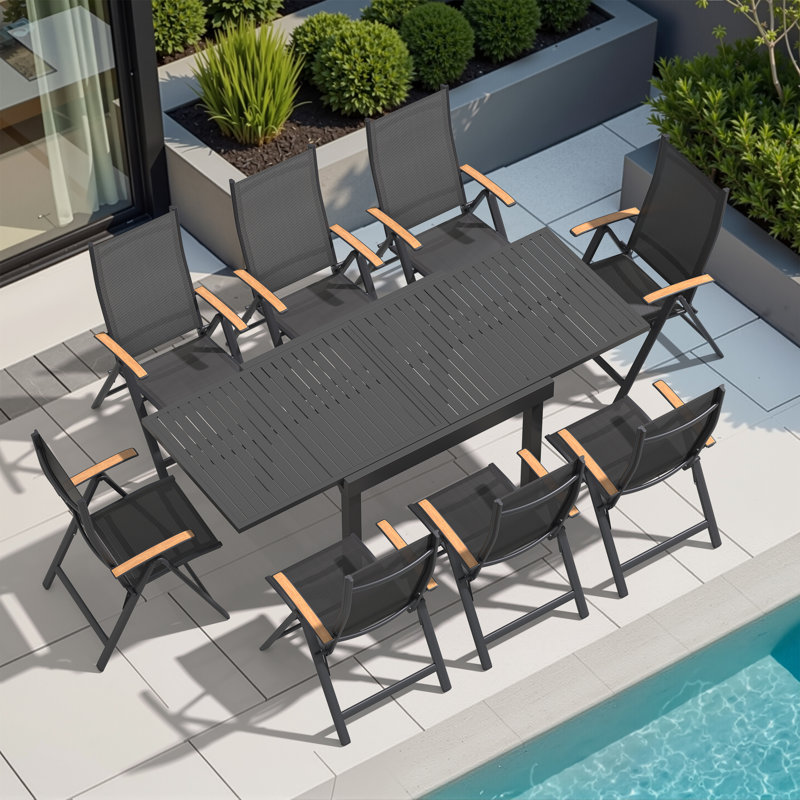 Table de salle à manger extensible en aluminium pour 4 à 12 personnes , H 29,92 po x L 83 po x l 31,5 po