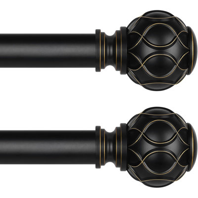 Ensemble de 2 tringles à rideaux noires robustes 1 po pour tringles à rideaux décoratives de 30 à 56 po