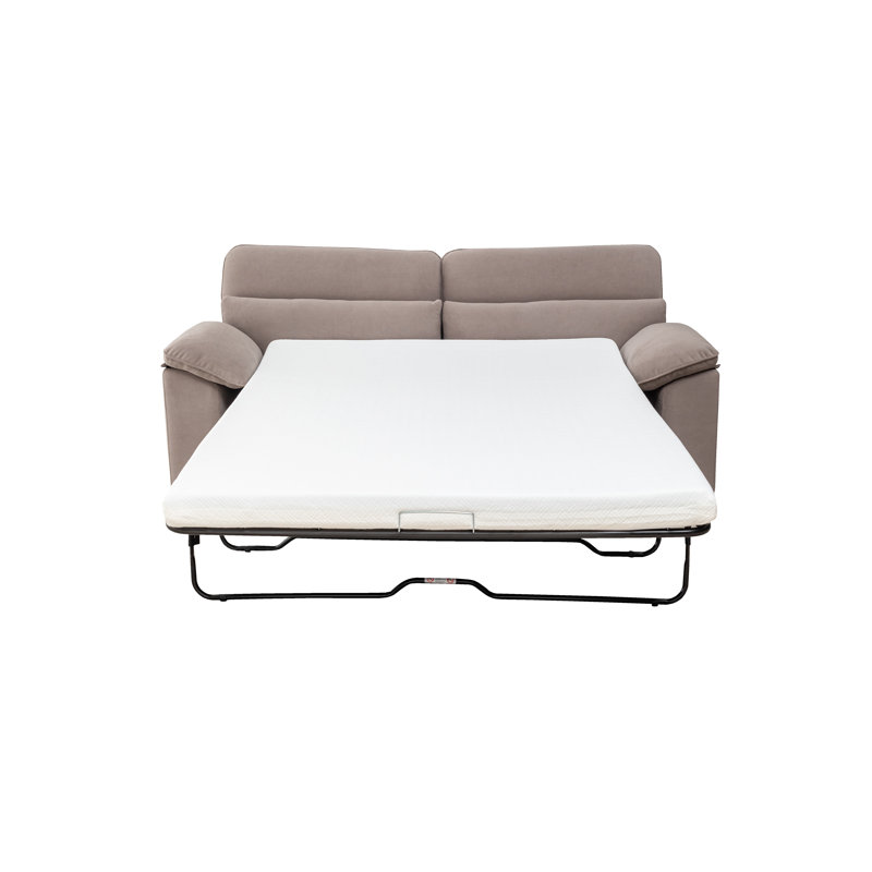 Canapé-lit convertible gris Mid-Century moderne, canapé 2 places en polyester avec surface pour grand lit