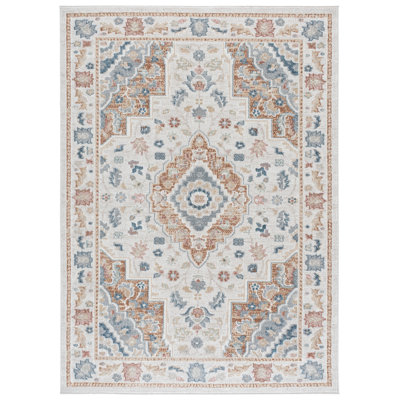 Mayhill Oriental Area Rug in Beige/Rust/Blue