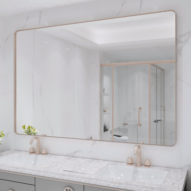 Miroir de salle de bain mural et d'angle Lesamuel, 40 po x 60 po, Nickel brossé