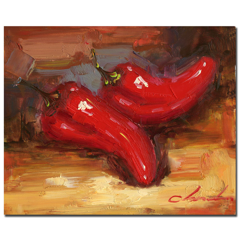 « chili poivres », reproduction d’art sur toile, H 18 po x l 24 po x P 2 po