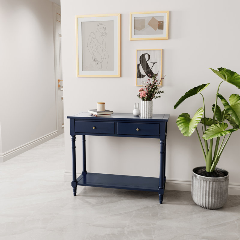 Console de style moderne Mid-Century avec 2 tiroirs et tablette LUMera, table d'entrée étroite de 35,4 po, canapé en bois massif pour le salon, le couloir et le vestibule 