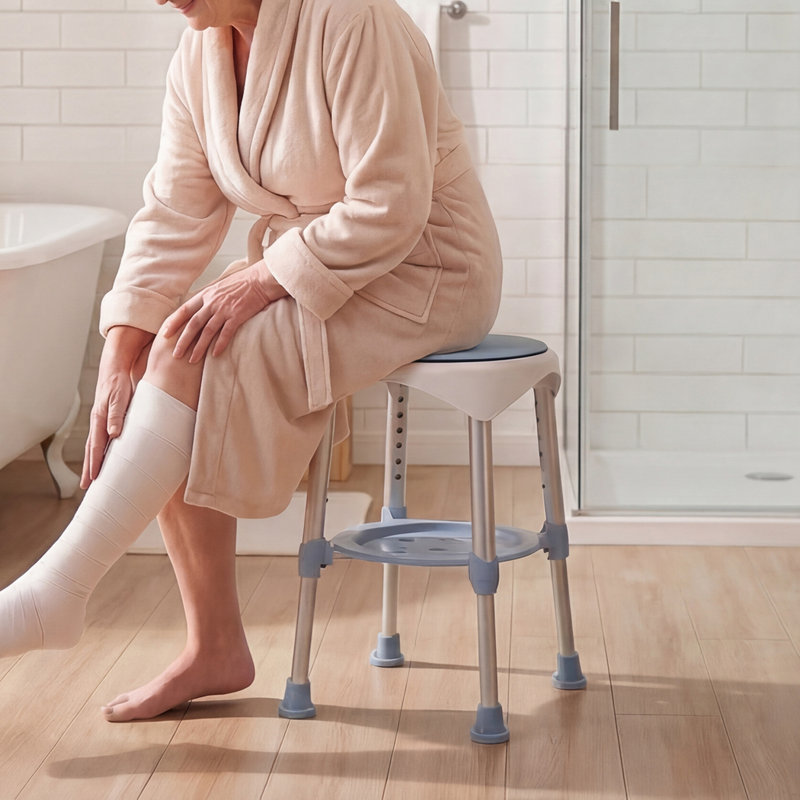  Shower Chair Swivel 6-Level Adjustable Height Shower Bath Stool Seat