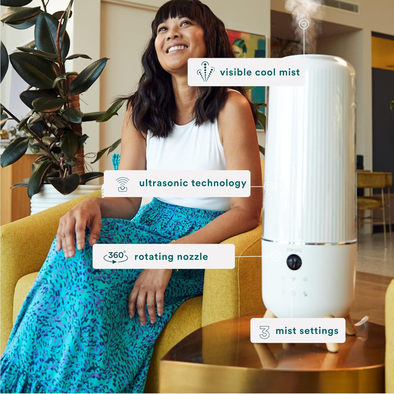 Humidificateur ultrasonique de table à vapeur froide 1,47 gallons avec humidistat réglable pour 500 pieds cubes