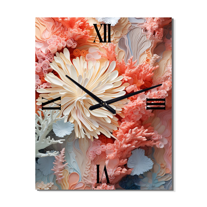 Horloge murale rose corail - Collage iv corail, Médium