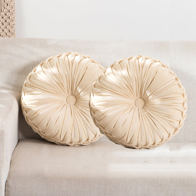 Coussin décoratif en velours rond 15 po (ensemble de 2), Crème