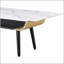 Table basse de 47 pouces avec plateau en verre texturé en marbre blanc et design en bois cintré, parfaite pour les salons modernes et élégants-134643655