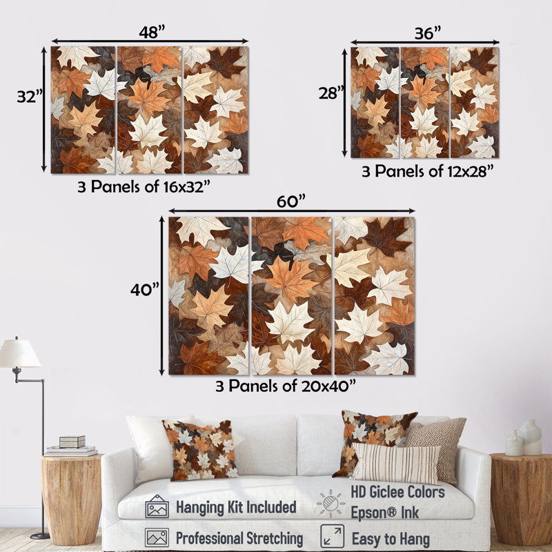 Fallen Leaves In Canada I - Ensemble d'art mural feuilles, H 28 po x l 36 po, Toile tendue, Ne s’applique pas
