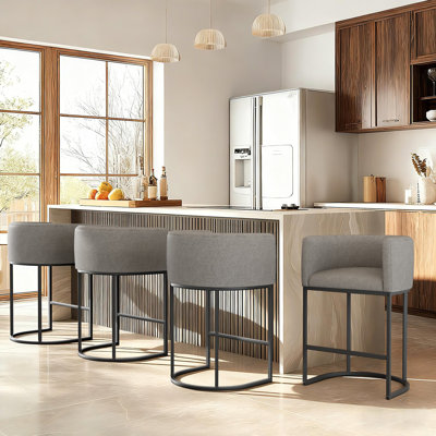 Upholstered Counter Stool with Metal Frame