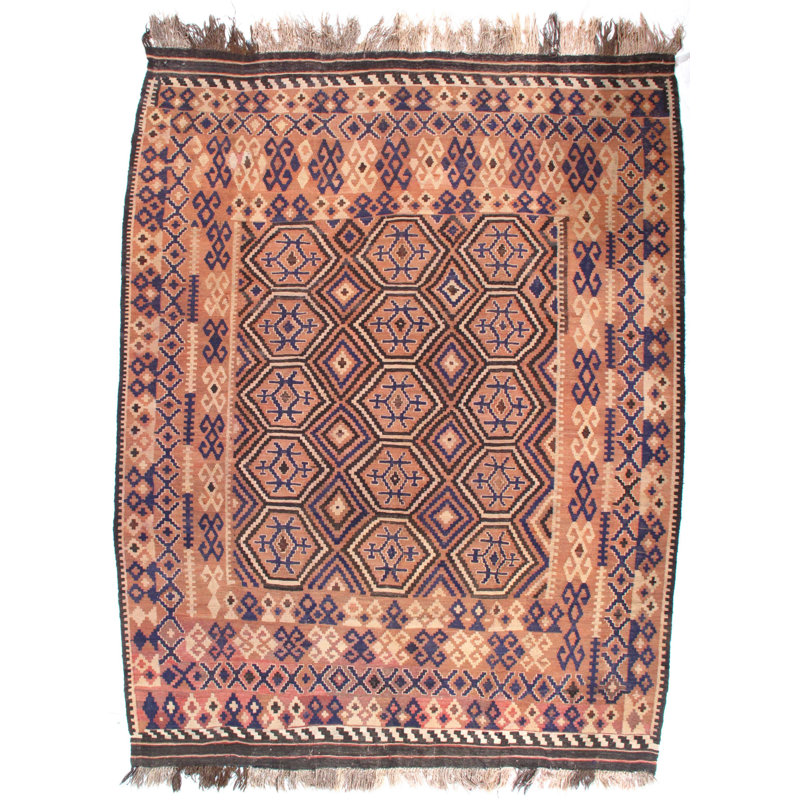 Afghan Wool Southwestern Area Rug in Brown