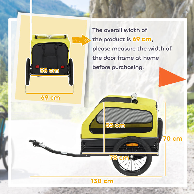 Pet Bike Trailer, Yellow