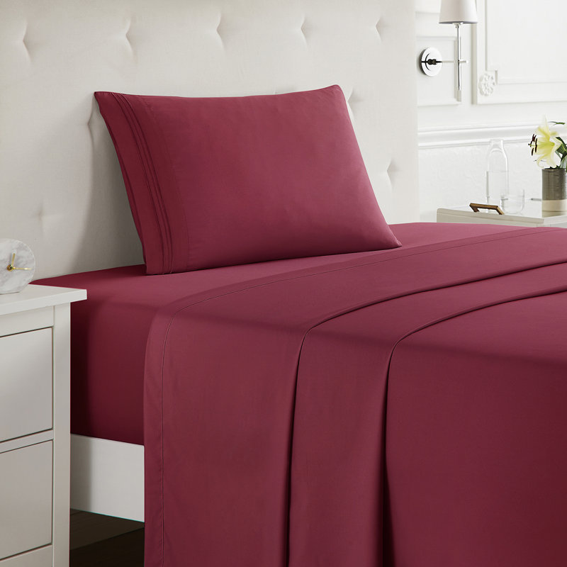  Ensemble de draps double brossé de luxe pour hôtel avec draps et taies d'oreiller très doux, Drap pour lit simple