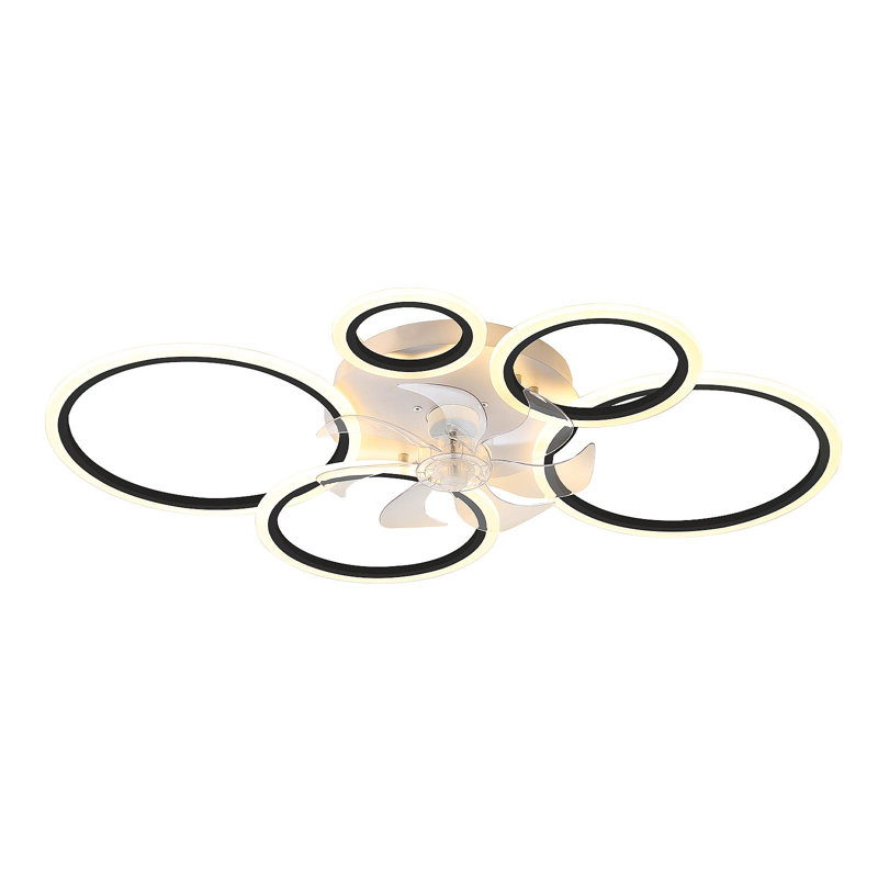 Black Ceiling Fan With Lights Remote Control And APP Control, Dimmable With Remote 7 Blades 6 Speeds Of Wind