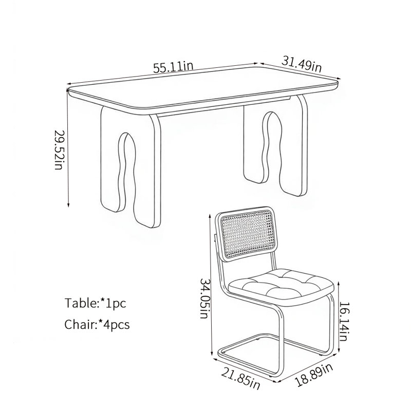 Ensemble de salle à manger à hauteur de comptoir Haynes, Ensemble de 5 pièces : table, 4 chaises