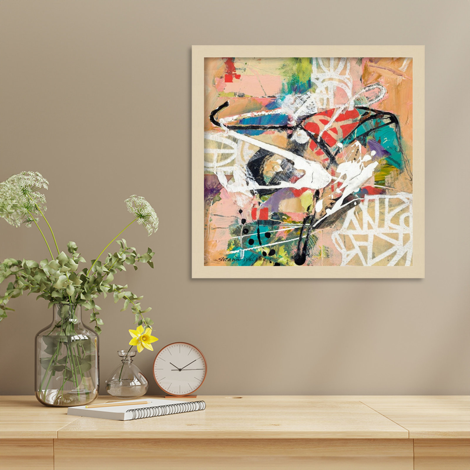 Talk 2 Me by Sutter Wood Framed Wall Art Print, Brown, 17" H x 17" W