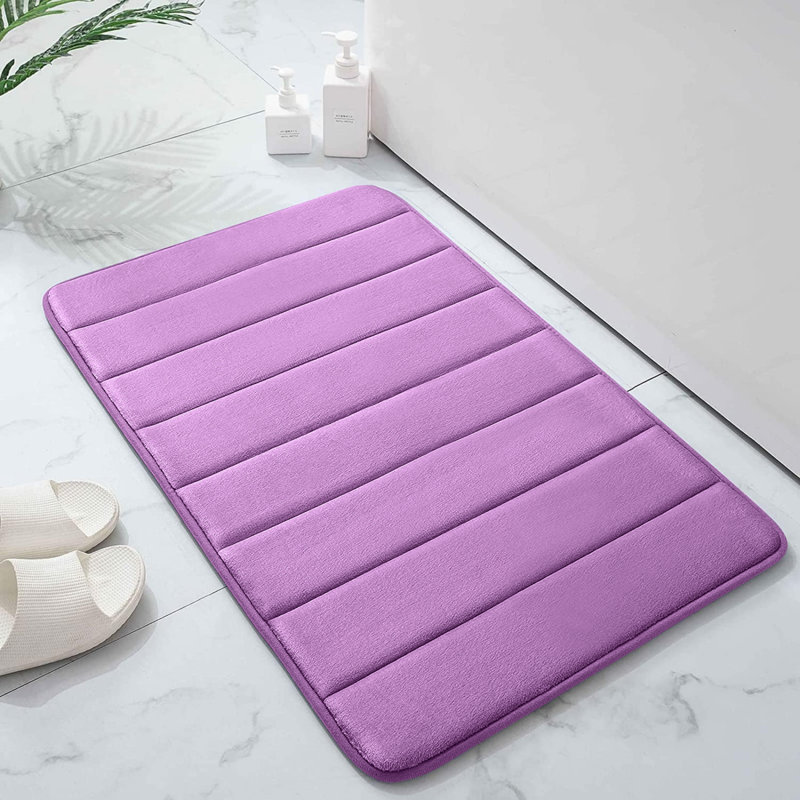 Mylhana Memory Foam Bath Mat - Non Slip Super Absorbent & Quick Dry Anti-Bacterial, Lilac, 40cm W x 60cm L