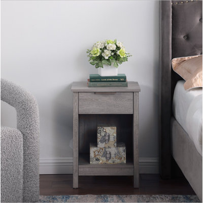Methr 3-Tier End Side Table with Storage Drawer and Shelf
