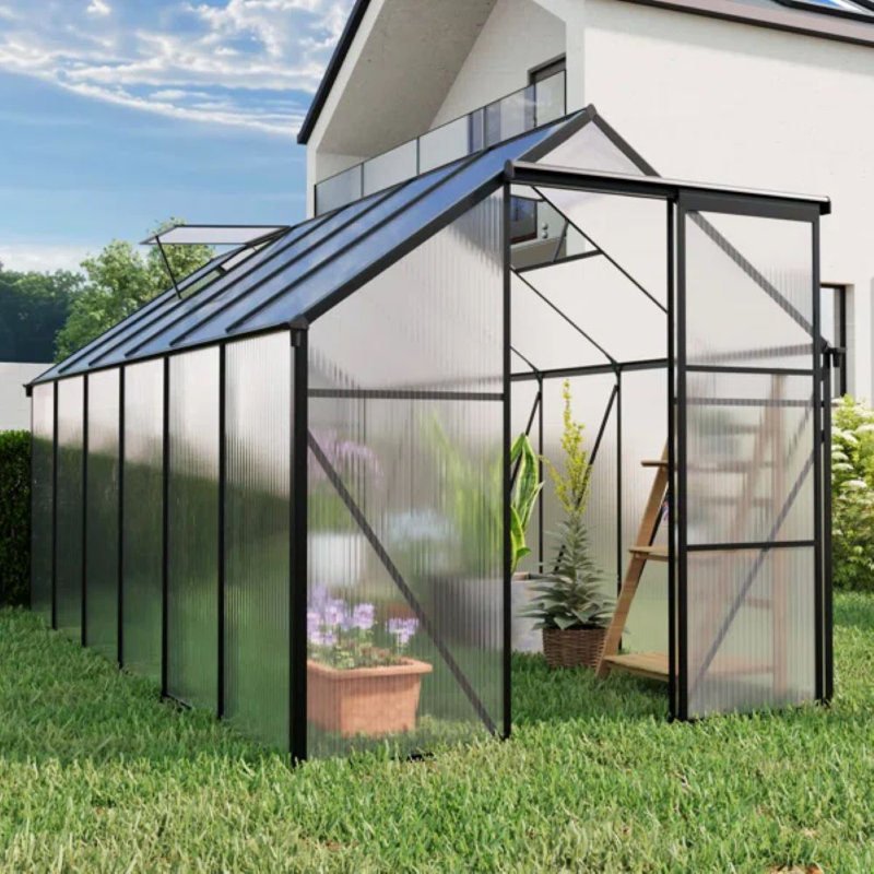 Serre en polycarbonate 6 x 12 pour l'extérieur noir