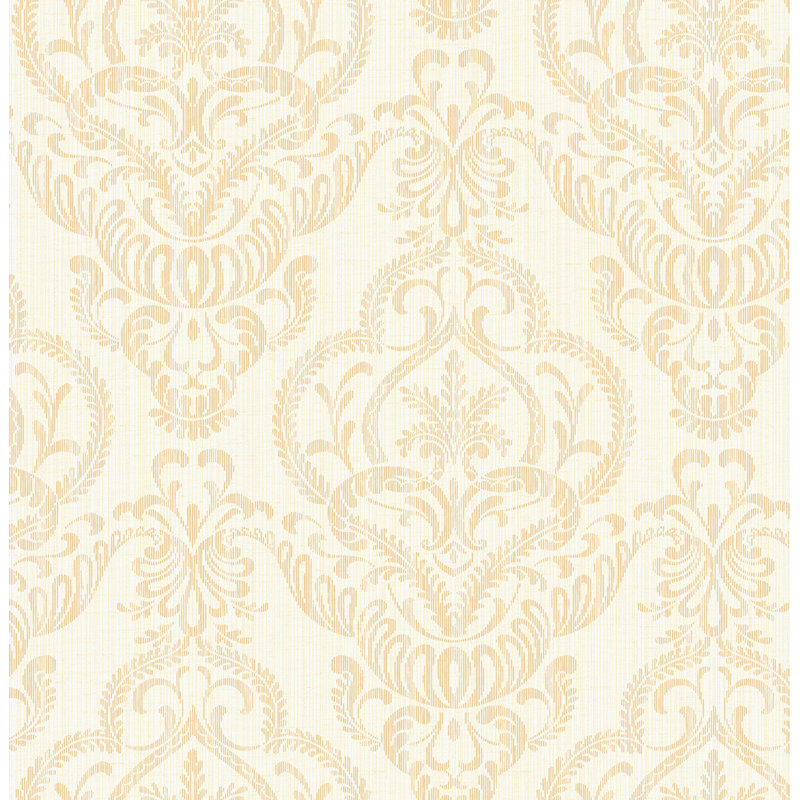 Papier peint damassé brun clair Seabrook Designs, Tanné