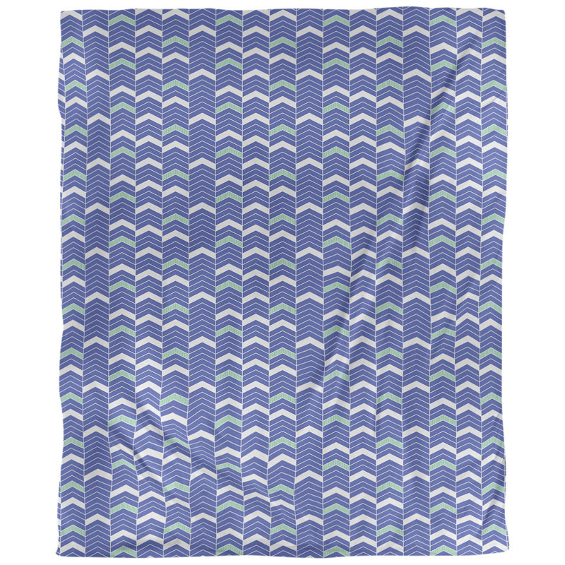 Housse de couette simple Rhonda, Housse de couette pour très grand lit, Bleu / vert, Polyester brossé