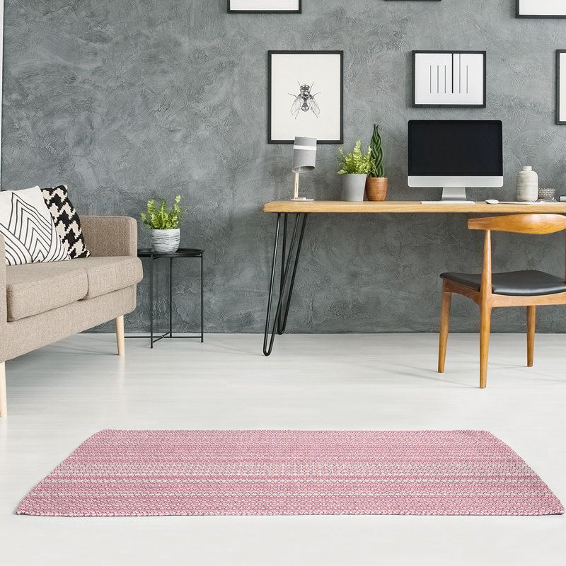 Tapis rouge/zone blanche fait main, Rectangle 5 pi x 7 pi