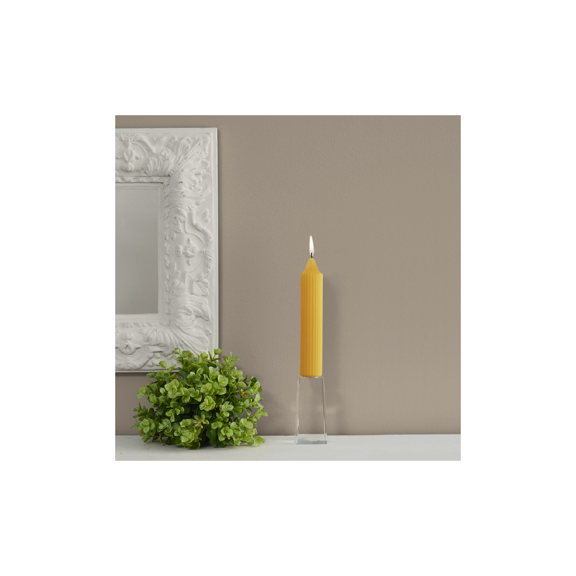 Grecian Collenette Unscented Taper Candle, Butterscotch, 7" H x 1.25" W x 1.25" D