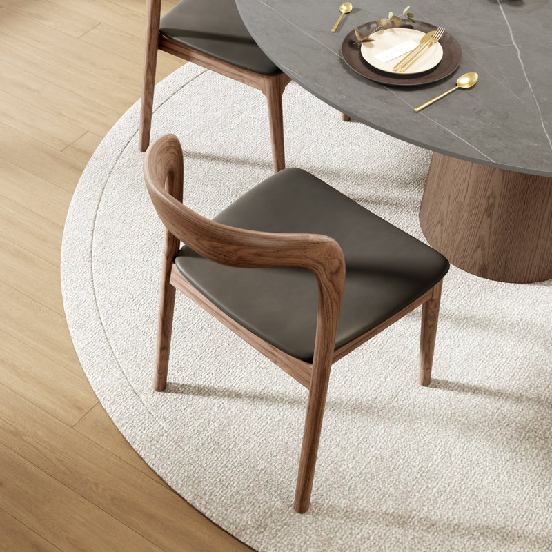 Dark Walnut Dining Set, 29.5" H X 53" W X 53" D, 7 Pieces: Table, 6 Chairs