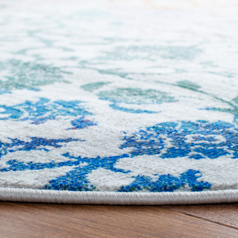 Aria Performance Damask Rug, Square 6'5"
