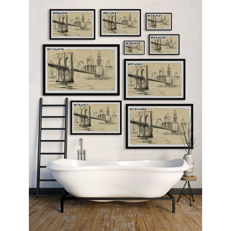 NY Brooklyn Bridge 1 Piece Single Picture Frame Wall Art, 38cm H x 45cm W x 3.81cm D