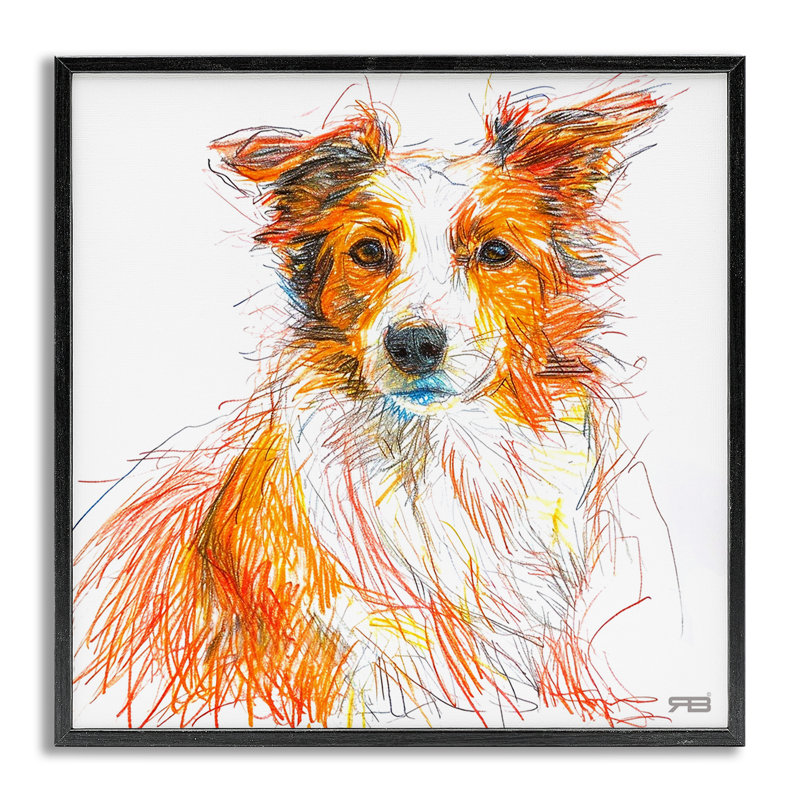 «Collie», croquis de giclée par Roozbeh Bahramali, Estampe numérique Farmhouse, H 17 po x l 17 po