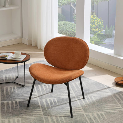 Chaise d'appoint Mid-Century moderne orange - Base en bois massif Coque Sw1871og en mélanges avec plusieurs thèmes de décoration