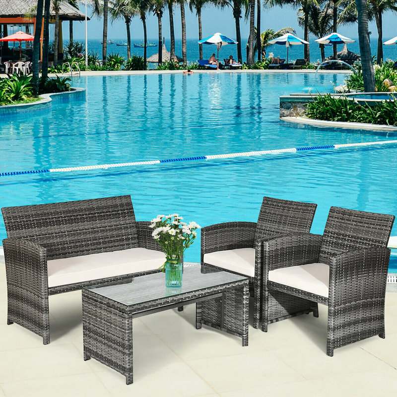Heartwell 4 - Person Patio Conversation Set with Cushions, Gray